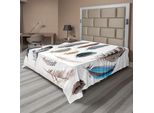 Abakuhaus Lenzuolo Con Piume, Motivo Occidentale Con Piume, Corpo Dell'uccello Pigmentato, Design Artistico Naturale, Lenzuolo Morbido E Confortevole Per Un Letto Decorativo, 1 Pezzo, 244 Cm X 205 Cm, Multicolore