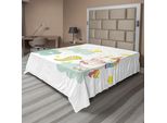 Abakuhaus Lenzuolo Unicorno, Sopra Le Nuvole Cattura Le Stelle Stampa Illustrazione In Stile Cartone Animato Per Bambini, Lenzuolo Morbido E Confortevole Per Un Letto Decorativo 1 Pezzo 266 Cm X 260 Cm, Verde Giallo