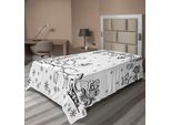Abakuhaus Lenzuolo Natalizio, Decorazioni Per L'albero Con Slitta Di Babbo Natale, Renna Rudolph Che Suona Un Campanellino, Morbido E Confortevole Lenzuolo Superiore Per Un Letto Decorativo 1 Pezzo 260 Cm X 168 Cm, Bianco E Nero