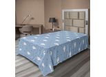 Abakuhaus Lenzuolo Nautico, Vita Acquatica Sottomarina, Pesciolini E Piccole Ancore Simmetriche, Morbido E Confortevole Lenzuolo Superiore Per Un Letto Decorativo, 1 Pezzo, 190 Cm X 100 Cm, Blu E Bianco.
