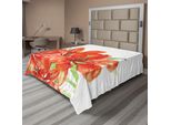 Abakuhaus Lenzuolo Con Fiori Acquerellati, Motivi Pastorali Grandi Gigli Dai Colori Vivaci Motivi Floreali, Lenzuolo Morbido E Confortevole Per Un Letto Decorativo 1 Pezzo 244 Cm X 205 Cm, Verde Rosso