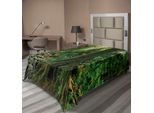 Abakuhaus Lenzuolo Wald, Rain Forest Scenery Con Fiume Nella Foresta Settentrionale Al Mattino Presto, Stampa Con Nebbia Umida, Lenzuolo Superiore Morbido E Confortevole Per Un Letto Decorativo, 1 Pezzo, 260 Cm X 168 Cm, Verde