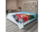 Abakuhaus Lenzuolo Natalizio, Furgoncino Rosso Classico Con Regali E Decorazioni Natalizie Immagine Invernale Innevata, Lenzuolo Morbido E Confortevole Per Un Letto Decorativo 1 Pezzo 275 Cm X 260 Cm, Blu Rosso