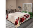Abakuhaus Lenzuolo Natalizio, Tema Tradizionale Invernale Natalizio Con Rami Di Abete E Palline Di Natale, Stampa Grafica, Lenzuolo Morbido E Confortevole Per Un Letto Decorativo, 1 Pezzo 190 Cm X 100 Cm, Verde E Rosso
