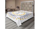 Abakuhaus Lenzuolo Con Proverbio, Motivo Azteco Romantico E Retrò Con Frasi D'amore Stampate, Lenzuolo Morbido E Confortevole Per Un Letto Decorativo 1 Pezzo 275 Cm X 260 Cm, Giallo / Blu