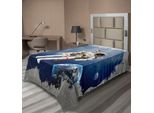 Abakuhaus Lenzuolo Spaziale, Astronauta Sulla Metà Grunge Con Pennellate Geometriche Scifi Modern Art, Lenzuolo Superiore Morbido E Confortevole Per Un Letto Decorativo 1 Pezzo 190 Cm X 100 Cm, Beige Blu