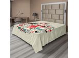 Abakuhaus Lenzuolo Natalizio, Design Tradizionale A Tema Religioso Natalizio, Arte Astratta, Lenzuolo Morbido E Confortevole Per Un Letto Decorativo, 1 Pezzo, 260 Cm X 228 Cm, Beige E Rosso