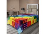 Abakuhaus Lenzuolo Astratto, Arcobaleno Motivi Quadrati Collezione Di Forme Diagonali Illustrazione, Lenzuolo Morbido E Confortevole Per Un Letto Decorativo 1 Pezzo 190 Cm X 100 Cm, Multicolore