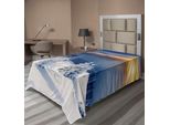 Abakuhaus Lenzuolo Invernale, Fantastica Scomparsa Dell'alba Tra Le Cime Delle Montagne, Cielo Alpino Drammatico, Lenzuolo Morbido E Confortevole Per Un Letto Decorativo 1 Pezzo 190 Cm X 100 Cm, Bianco Blu Albicocca