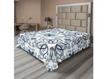 Abakuhaus Lenzuolo Etnico, Motivo Floreale Medievale Persiano Con Foglie, Stampa Grafica Di Ispirazione Araba, Lenzuolo Morbido E Confortevole Per Un Letto Decorativo, 1 Pezzo, 244 Cm X 205 Cm, Azzurro