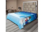Abakuhaus Lenzuolo Natalizio, "Pupazzo Di Neve La Vigilia Di Natale, Slitta Di Babbo Natale Nel Cielo Stellato, Fantasia Artistica"", Lenzuolo Morbido E Confortevole Per Un Letto Decorativo, 1 Pezzo, 260 Cm X 228 Cm, Blu E Bianco"