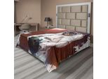 Abakuhaus Lenzuolo Spaziale, Simpatico Gattino Cosmonauta Sul Pianeta Terra Su Sfondo Surreale Con Spruzzi Di Colore, Lenzuolo Morbido E Confortevole Per Un Letto Decorativo 1 Pezzo 266 Cm X 260 Cm, Bianco Rosso