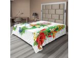 Abakuhaus Lenzuolo Con Fiori Acquerellati, Bouquet Natalizio Tropicale, Fiori Di Ibisco Tropicale, Foglie E Farfalle, Lenzuolo Morbido E Confortevole Per Un Letto Decorativo, 1 Pezzo, 260 Cm X 228 Cm, Multicolore