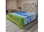 Abakuhaus Lenzuolo, Fantasia Campagna Campagna Erba Paesaggio Nuvole, Morbido E Confortevole Lenzuolo Superiore Per Un Letto Decorativo 1 Pezzo 266 Cm X 260 Cm, Blu