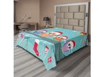 Abakuhaus Lenzuolo Natalizio, Simpatica Famiglia Di Gufi Seduti Su Un Ramo Come Piccoli Elfi Noel Animal Design, Morbido E Confortevole Lenzuolo Superiore Per Un Letto Decorativo 1 Pezzo 260 Cm X 228 Cm, Multicolore