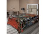 Abakuhaus Lenzuolo Stagionale, Bosco Di Faggi Da Sogno Con Foglie Autunnali, Tema Madre Terra Meraviglie Naturali, Lenzuolo Superiore Morbido E Confortevole Per Un Letto Decorativo, 1 Pezzo, 260 Cm X 168 Cm, Grigio Rosso