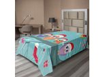 Abakuhaus Lenzuolo Natalizio, Simpatica Famiglia Di Gufi Seduti Su Un Ramo Come Piccoli Elfi Noel Animal Design, Morbido E Confortevole Lenzuolo Superiore Per Un Letto Decorativo 1 Pezzo 260 Cm X 168 Cm, Multicolore