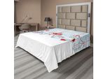 Abakuhaus Lenzuolo Natalizio, Calzini Retrò Di Babbo Natale E Giocattoli Campanelle Di Zucchero Fiocco Di Neve, Morbido E Confortevole Lenzuolo Superiore Per Un Letto Decorativo 1 Pezzo 275 Cm X 260 Cm, Bianco Arancione E Blu