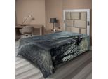 Abakuhaus Lenzuolo Halloween, Design Halloween Con Casa Infestata Gotica, Cielo Scuro E Alberi Spogli A Tema Fantasma, Lenzuolo Superiore Morbido E Confortevole Per Un Letto Decorativo 1 Pezzo 190 Cm X 100 Cm, Verde Acqua