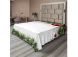 Abakuhaus Lenzuolo Natalizio, Decorazioni Natalizie Classiche E Fili Metallici Con Stampa Rami Di Pino, Lenzuolo Morbido E Confortevole Per Un Letto Decorativo 1 Pezzo 275 Cm X 260 Cm, Verde Rosso