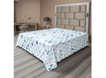 Abakuhaus Lenzuolo Blu E Bianco, Illustrazione Minimalista Con Gocce Di Pioggia E Motivi Acquatici, Lenzuolo Morbido E Confortevole Per Un Letto Decorativo 1 Pezzo 266 Cm X 260 Cm, Azzurro