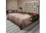 Abakuhaus Lenzuolo Natalizio, Decorazioni Natalizie Su Sfondo Rustico In Legno Con Stampa A Stelle, Lenzuolo Morbido E Confortevole Per Un Letto Decorativo 1 Pezzo 266 Cm X 260 Cm, Marrone Verde Rosso