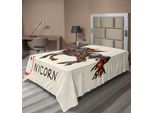 Abakuhaus Lenzuolo Unicorno, Silhouette Con Motivi Etnici Orientali E Floreali Artistici Boho Con Stampa Artistica, Lenzuolo Morbido E Confortevole Per Un Letto Decorativo 1 Pezzo 260 Cm X 168 Cm, Multicolore