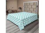 Abakuhaus Lenzuolo Etnico, Motivo Arabesco Marocchino A Mosaico, Motivo Astratto Mediorientale, Opera D'arte, Lenzuolo Morbido E Confortevole Per Un Letto Decorativo, 1 Pezzo 260 Cm X 228 Cm, Turchese