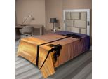 Abakuhaus Lenzuolo Con Palme, Palmtrees Tramonto Nell'ambiente Tropicale - Bellezza Naturale Al Tramonto - Stampa Scenica, Lenzuolo Morbido E Confortevole Per Un Letto Decorativo 1 Pezzo 260 Cm X 168 Cm, Giallo Nero