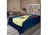 Abakuhaus Lenzuolo Spaziale, Inquietante Grafica Di Un Rapimento Alieno Tratta Da Un Romanzo Di Fantascienza, Morbido E Confortevole Lenzuolo Superiore Per Un Letto Decorativo 1 Pezzo 260 Cm X 168 Cm, Blu E Giallo