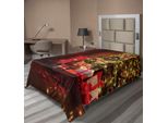 Abakuhaus Lenzuolo Natalizio, Scene Natalizie Con Albero E Regali Attraverso Il Camino Artful Design Image, Morbido E Confortevole Lenzuolo Superiore Per Un Letto Decorativo 1 Pezzo 260 Cm X 168 Cm, Giallo Rosso