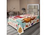 Abakuhaus Lenzuolo Natalizio, Babbo Natale E Orsacchiotto Ornamenti Vintage Natalizi Festa Tema Asilo Nido, Lenzuolo Morbido E Confortevole Per Un Letto Decorativo 1 Pezzo 190 Cm X 100 Cm, Multicolore