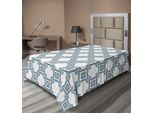 Abakuhaus Lenzuolo Europeo, Autentico Stile Portoghese Con Motivi Geometrici Astratti, Morbido E Confortevole Lenzuolo Superiore Per Un Letto Decorativo 1 Pezzo 190 Cm X 100 Cm, Blu E Bianco