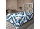 Abakuhaus Lenzuolo Blu E Bianco, Disegno Portoghese Azulejo Con Mosaico Di Quadrati E Forme Diagonali, Lenzuolo Morbido E Confortevole Per Un Letto Decorativo 1 Pezzo 260 Cm X 168 Cm, Blu Bianco