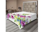 Abakuhaus Lenzuolo Con Fiori Acquerellati, Composizione Hybrid Garden Floret Con Erica E Fiori Astratto, Lenzuolo Morbido E Confortevole Per Un Letto Decorativo 1 Pezzo 244 Cm X 205 Cm, Verde Rosa