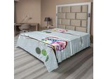 Abakuhaus Lenzuolo Natalizio, Famiglia Di Gufi Su Un Ramo Di Albero - Holly Jolly Season New Year Winter Night, Morbido E Confortevole Lenzuolo Superiore Per Un Letto Decorativo 1 Pezzo 266 Cm X 260 Cm, Multicolore