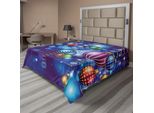 Abakuhaus Lenzuolo Natalizio, Buon Anno Nuovo Festa Con Ornamenti Vorticosi Palline Stampa Festiva, Morbido E Confortevole Lenzuolo Superiore Per Un Letto Decorativo 1 Pezzo 244 Cm X 205 Cm, Multicolore