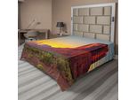 Abakuhaus Lenzuolo, Tramonto Nel Famoso Grand Canyon Meraviglie Naturali Antiche Del Patrimonio Mondiale, Lenzuolo Morbido E Confortevole Per Un Letto Decorativo 1 Pezzo 275 Cm X 260 Cm, Giallo Rosso