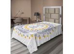 Abakuhaus Lenzuolo Con Proverbio, Motivo Azteco Romantico E Retrò Con Frasi D'amore Stampate, Lenzuolo Morbido E Confortevole Per Un Letto Decorativo 1 Pezzo 260 Cm X 168 Cm, Giallo / Blu
