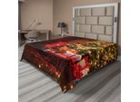 Abakuhaus Lenzuolo Natalizio, Scene Natalizie Con Albero E Regali Attraverso Il Camino Artful Design Image, Morbido E Confortevole Lenzuolo Superiore Per Un Letto Decorativo 1 Pezzo 275 Cm X 260 Cm, Giallo Rosso