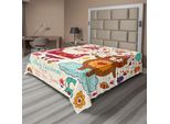 Abakuhaus Lenzuolo Natalizio, Babbo Natale E Orsacchiotto Ornamenti Vintage Natalizi Festa Tema Asilo Nido, Lenzuolo Morbido E Confortevole Per Un Letto Decorativo 1 Pezzo 266 Cm X 260 Cm, Multicolore
