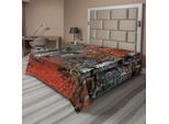Abakuhaus Lenzuolo Stagionale, Bosco Di Faggi Da Sogno Con Foglie Autunnali, Tema Madre Terra Meraviglie Naturali, Lenzuolo Morbido E Confortevole Per Un Letto Decorativo, 1 Pezzo, 275 Cm X 260 Cm, Grigio Rosso