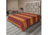 Abakuhaus Lenzuolo Tribale, Ispirazione Maya, Stampa Geometrica Esoterica Orizzontale Di Ispirazione Latina, Lenzuolo Morbido E Confortevole Per Un Letto Decorativo, 1 Pezzo, 244 Cm X 205 Cm, Rubino Albicocca
