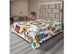 Abakuhaus Lenzuolo Natalizio, Graziosi Elementi Natalizi Con Pupazzo Di Neve, Abete E Caramelle, Tema Cameretta Bambini, Lenzuolo Morbido E Confortevole Per Un Letto Decorativo, 1 Pezzo, 244 Cm X 205 Cm, Multicolore