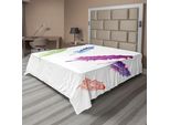 Abakuhaus Lenzuolo Colorato, Acquerello Astratto Colorato Uccello Piuma Artistico Natura Animale Tema, Morbido Comodo Lenzuolo Superiore Per Un Letto Decorativo 1 Pezzo 275 Cm X 260 Cm, Multicolore