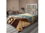 Abakuhaus Lenzuolo Nautico, Barca A Vela Sulle Onde Del Mediterraneo Al Tramonto, Cielo, Nuvole, Viaggi, Lenzuolo Morbido E Confortevole Per Un Letto Decorativo, 1 Pezzo, 260 Cm X 168 Cm, Color Crema E Blu
