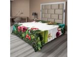 Abakuhaus Lenzuolo Natalizio, Auguri Di Buon Anno Con Ghirlanda Di Agrifoglio Design Artistico, Morbido E Confortevole Lenzuolo Superiore Per Un Letto Decorativo 1 Pezzo 275 Cm X 260 Cm, Marrone Castagna Verde