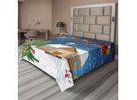 Abakuhaus Lenzuolo Natalizio, Classico Paesaggio Natalizio Sankt, Che Consegna I Regali Con Rudolf, La Renna Dal Naso Rosso, Morbido E Confortevole Lenzuolo Superiore Per Un Letto Decorativo 1 Pezzo 260 Cm X 228 Cm, Multicolore