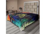 Abakuhaus Lenzuolo Tribale, Design Grunge Futuristico Dell'indigeno Americano Bull Con Effetto Variegato, Lenzuolo Morbido E Confortevole Per Un Letto Decorativo 1 Pezzo 275 Cm X 260 Cm, Multicolore