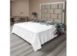 Abakuhaus Lenzuolo Natalizio, Ramo Natalizio Innevato Con Palline Trasparenti, Pigne E Rami Di Vischio, Morbido E Confortevole Lenzuolo Superiore Per Un Letto Decorativo, 1 Pezzo, 275 Cm X 260 Cm, Verde E Rosso.